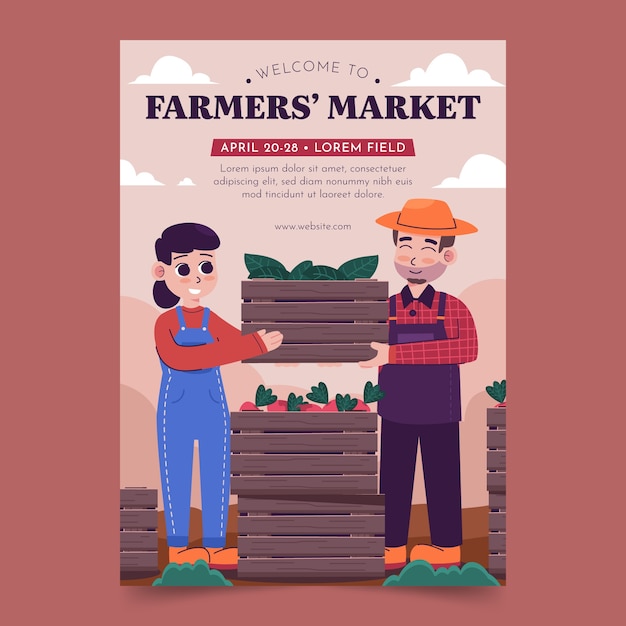 Hand drawn flat design farmers market poster