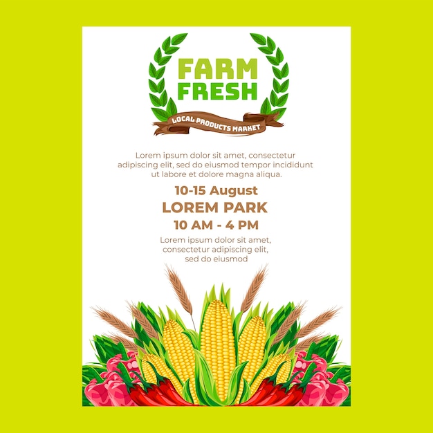 Free vector hand drawn flat design farmers market poster