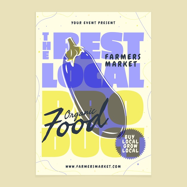 Hand drawn flat design farmers market poster