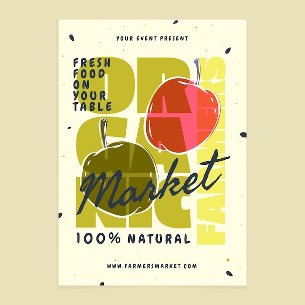 Hand drawn flat design farmers market poster free vector download