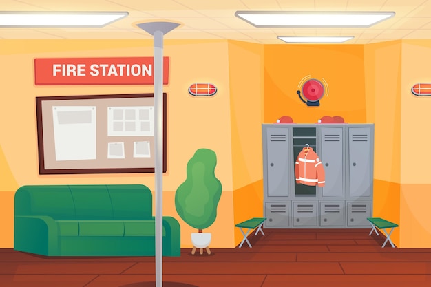 Free vector hand drawn flat design fire station