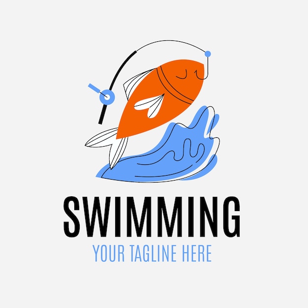 Бесплатное векторное изображение Ручной обращается плоский дизайн логотипа рыбалки шаблон