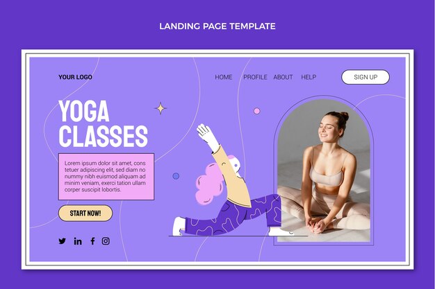 Hand drawn flat design fitness landing page