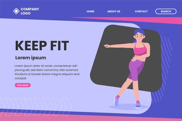 Hand drawn flat design fitness landing page