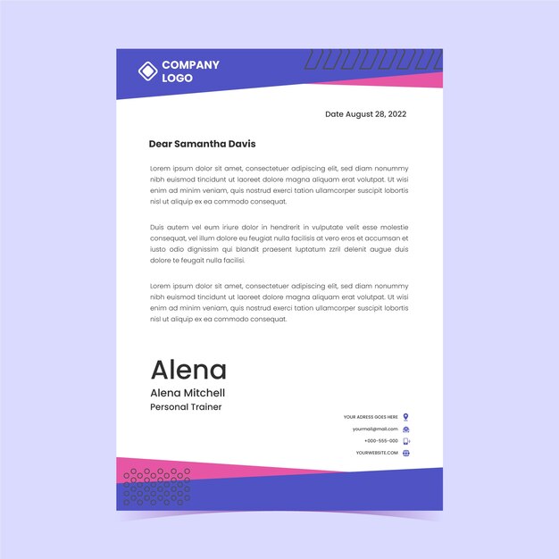hand drawn flat design fitness letterhead