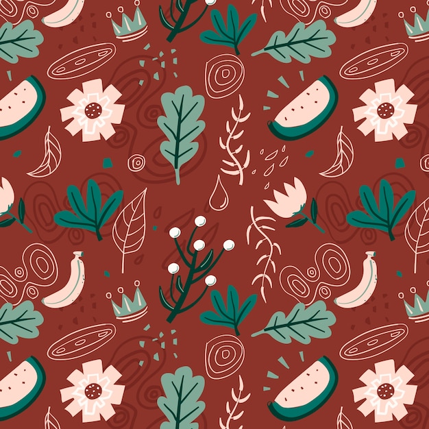 Free vector hand drawn flat design floral pattern design