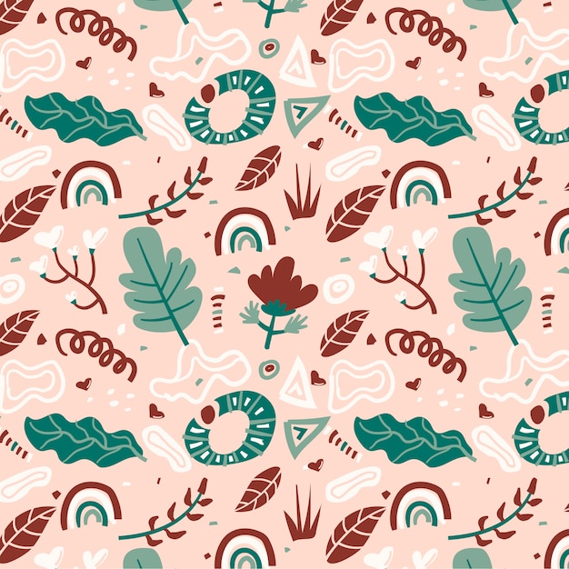 Free vector hand drawn flat design floral pattern design