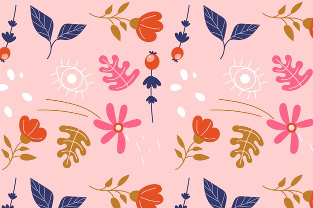 Hand drawn flat design floral pattern