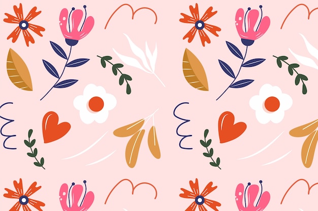 Hand drawn flat design floral pattern