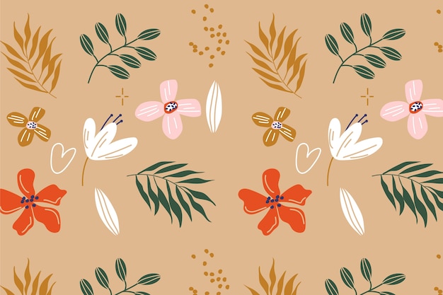 Hand drawn flat design floral pattern
