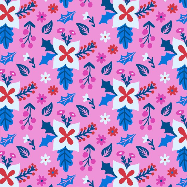 Hand drawn flat design floral pattern