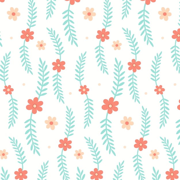 Hand drawn flat design floral pattern