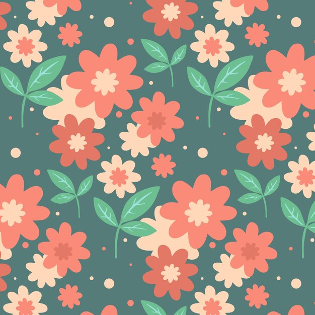 Hand drawn flat design floral pattern