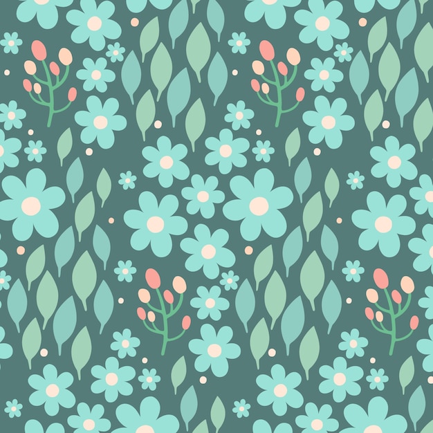 Hand drawn flat design floral pattern