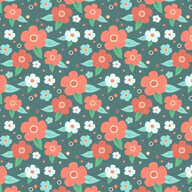 Hand drawn flat design floral pattern