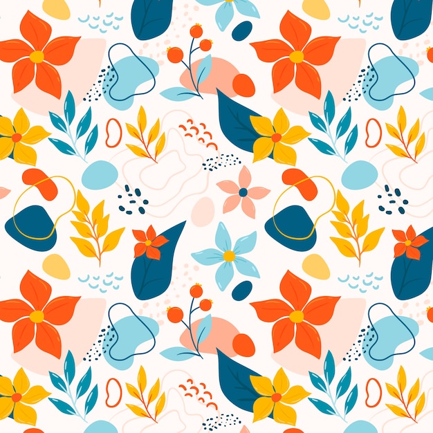 Hand drawn flat design floral pattern