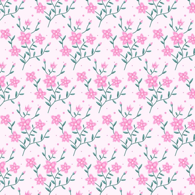 Hand drawn flat design floral pattern