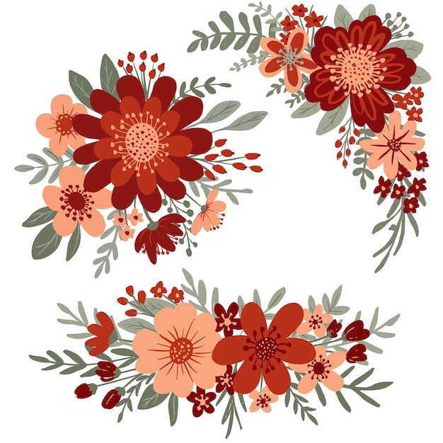 Free vector hand drawn flat design flower arrangement collection