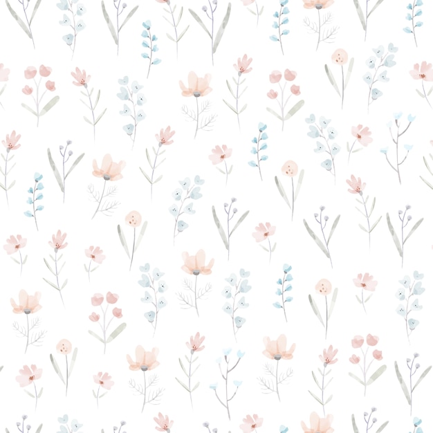 Hand drawn flat design flower pattern