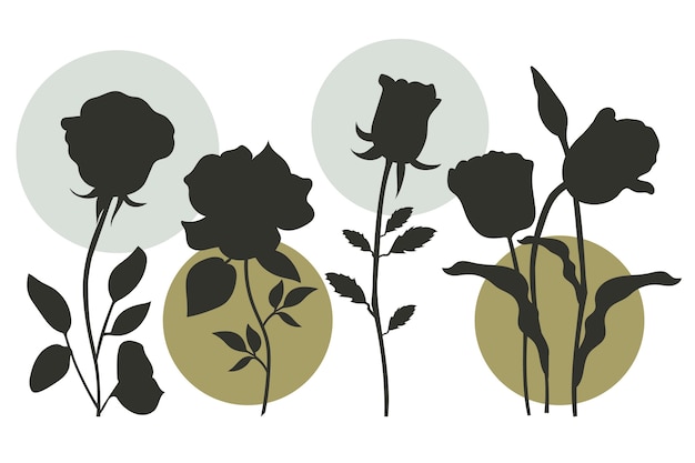 Free Vector hand drawn flat design flower silhouettes
