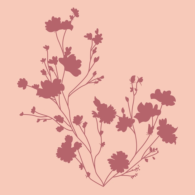 Free vector hand drawn flat design flower silhouettes