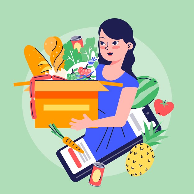 Hand drawn flat design food bank illustration