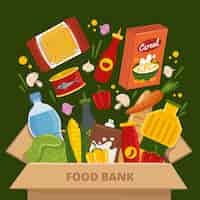 Free vector hand drawn flat design food bank illustration