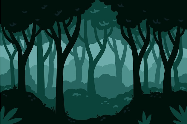 Hand Drawn Flat Design Forest Landscape – Free Vector Template Download