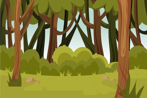 Free vector hand drawn flat design forest landscape