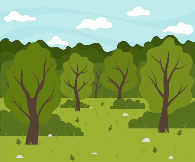 Free vector hand drawn flat design forest landscape