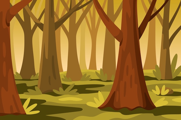 Hand drawn flat design forest landscape