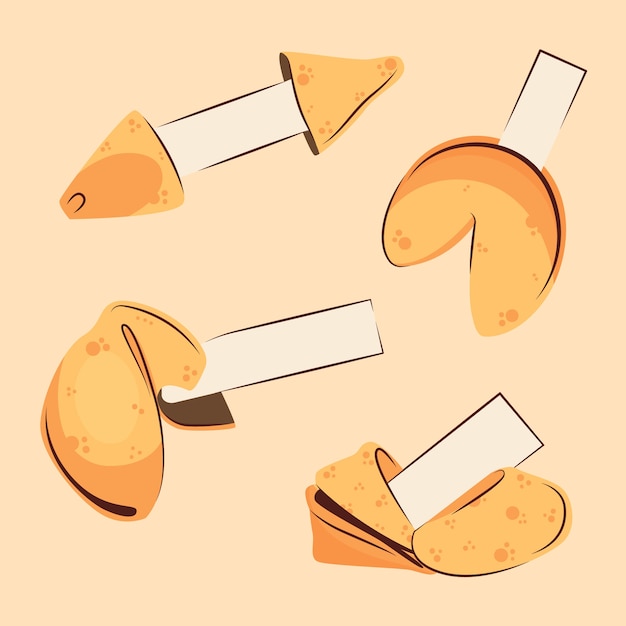 Free vector hand drawn flat design fortune cookie collection