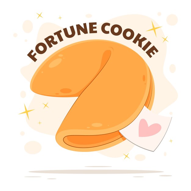 Hand drawn flat design fortune cookie illustration