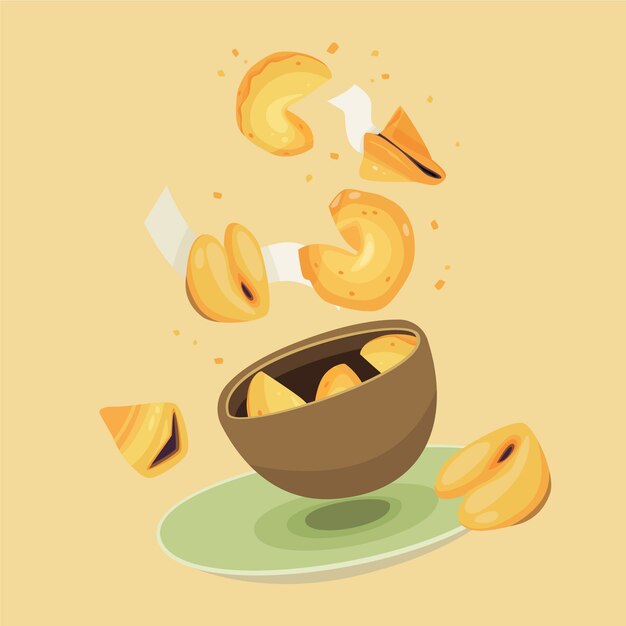 Hand drawn flat design fortune cookie illustration