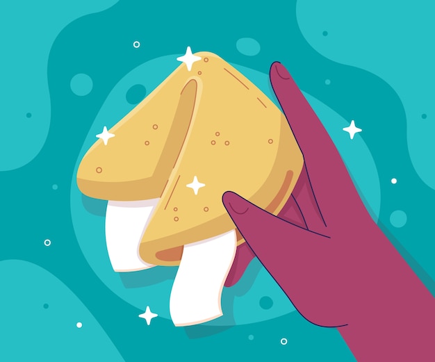 Free vector hand drawn flat design fortune cookie illustration