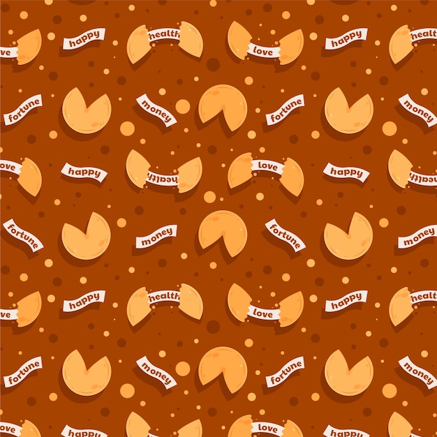 Hand drawn flat design fortune cookie pattern