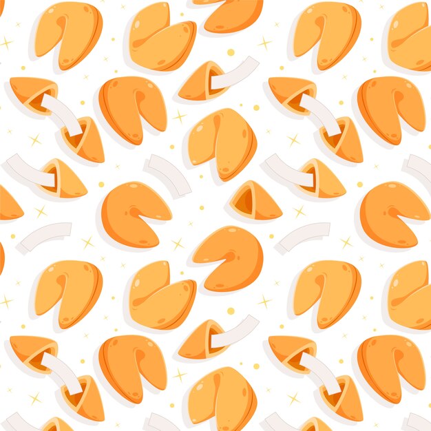 Hand drawn flat design fortune cookie pattern