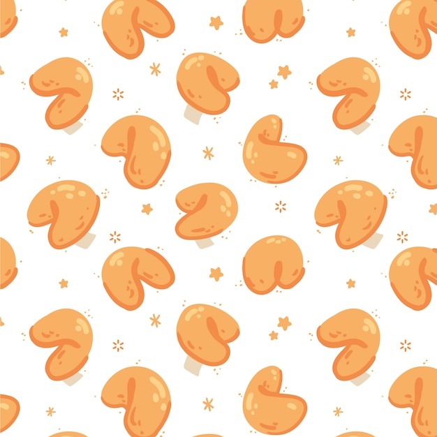 Hand drawn flat design fortune cookie pattern