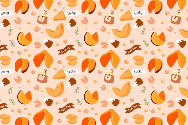 Free vector hand drawn flat design fortune cookie pattern