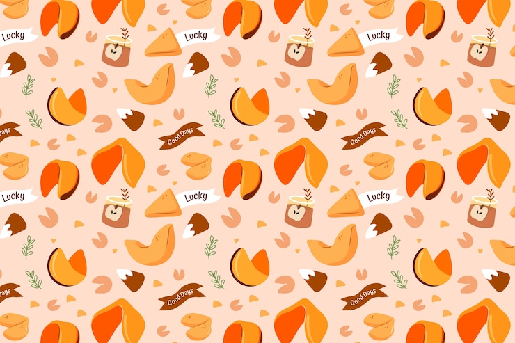 Free Vector hand drawn flat design fortune cookie pattern