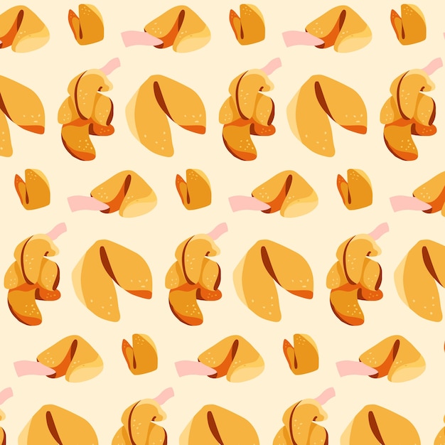 Hand drawn flat design fortune cookie pattern