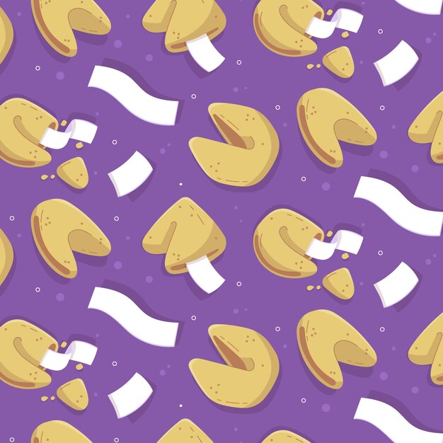 Hand drawn flat design fortune cookie pattern