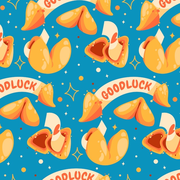 Free vector hand drawn flat design fortune cookie pattern