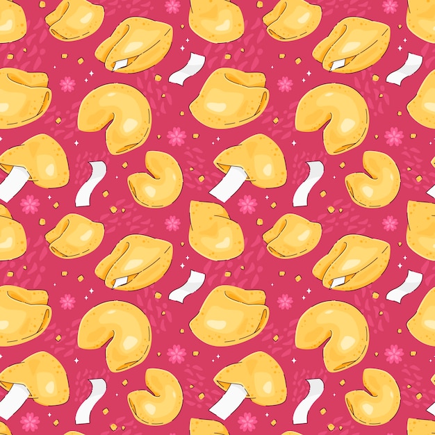 Free vector hand drawn flat design fortune cookie pattern