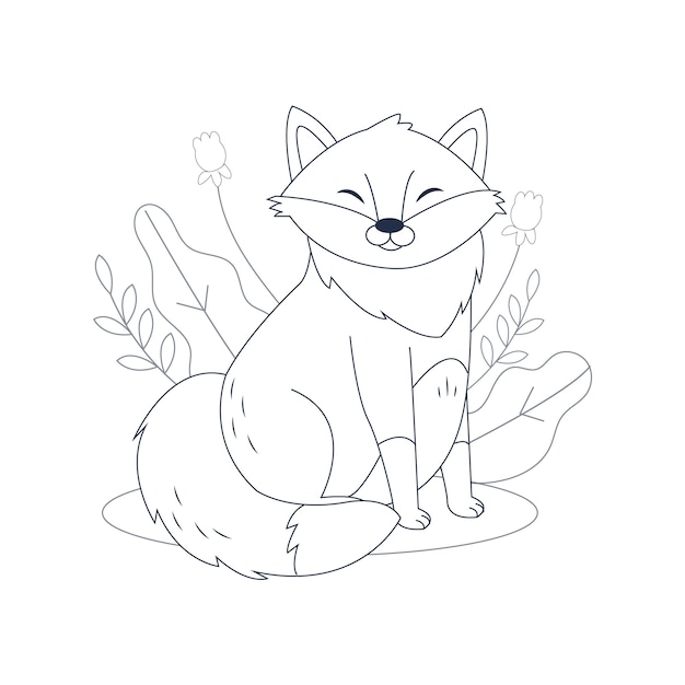 Hand drawn flat design fox outline