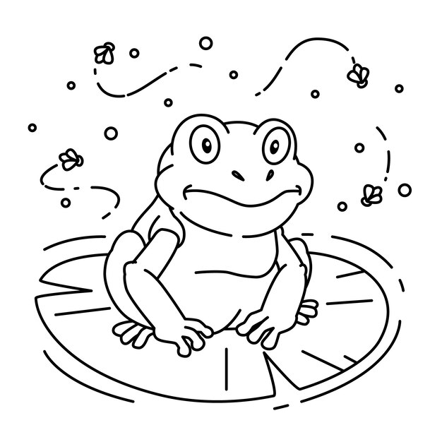 Hand drawn flat design frog outline