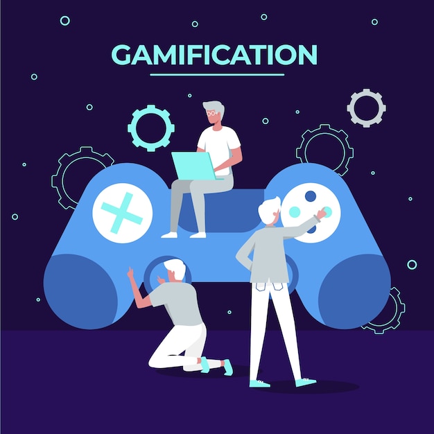 무료 벡터 손으로 그린 평면 디자인 gamification 그림