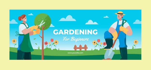 Copertina facebook di giardinaggio design piatto disegnata a mano