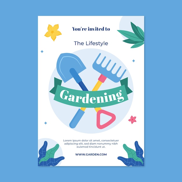 Vettore gratuito poster di giardinaggio design piatto disegnato a mano