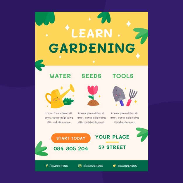 hand drawn flat design gardening template
